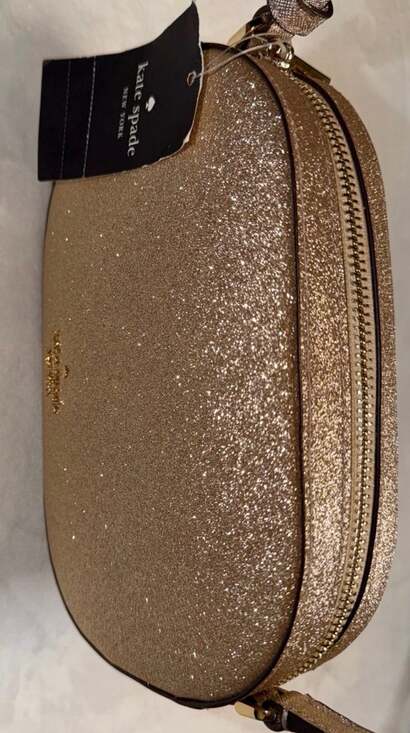 Kate Spade Glimmer Glitter Oval Camera Crossbody Bag in Gold - Picture 6 of 6